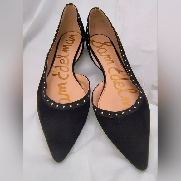 Sam Edelman Black Suede Flats with Decorative Studs, Size 9 - Picture 1 of 6